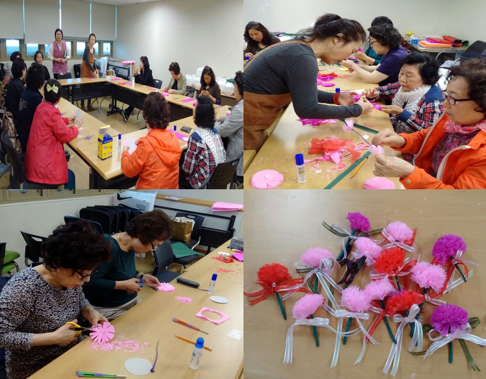 스승의 날 기념 은빛청춘학교 반대표님 · 회원님과 함께하는 지화 카네이션 만들기
